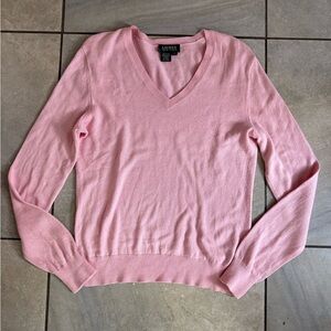 Lauren Ralph Lauren Silk/Cashmere Pink V-neck Sz L Women Sweater